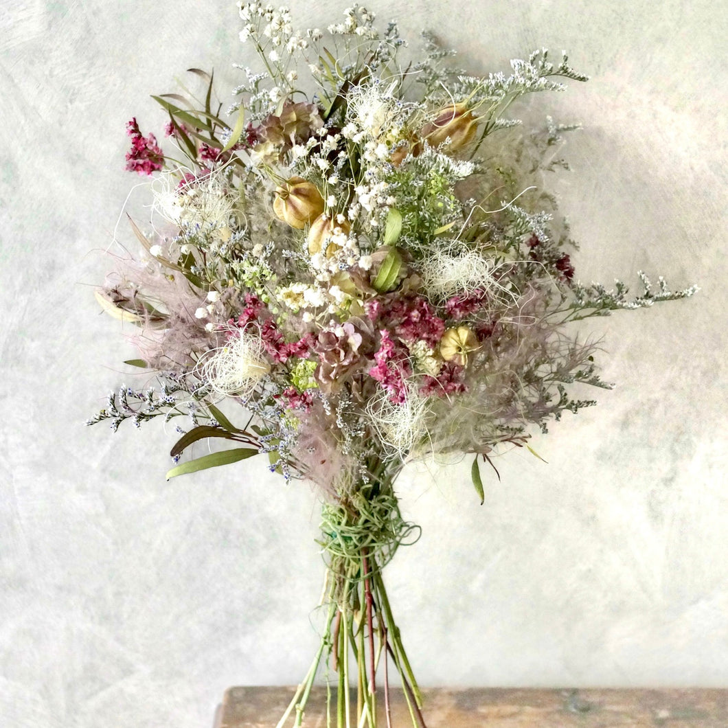 スモークツリーとスターチスのブーケ ピンク ドライフラワー 40cmサイズ