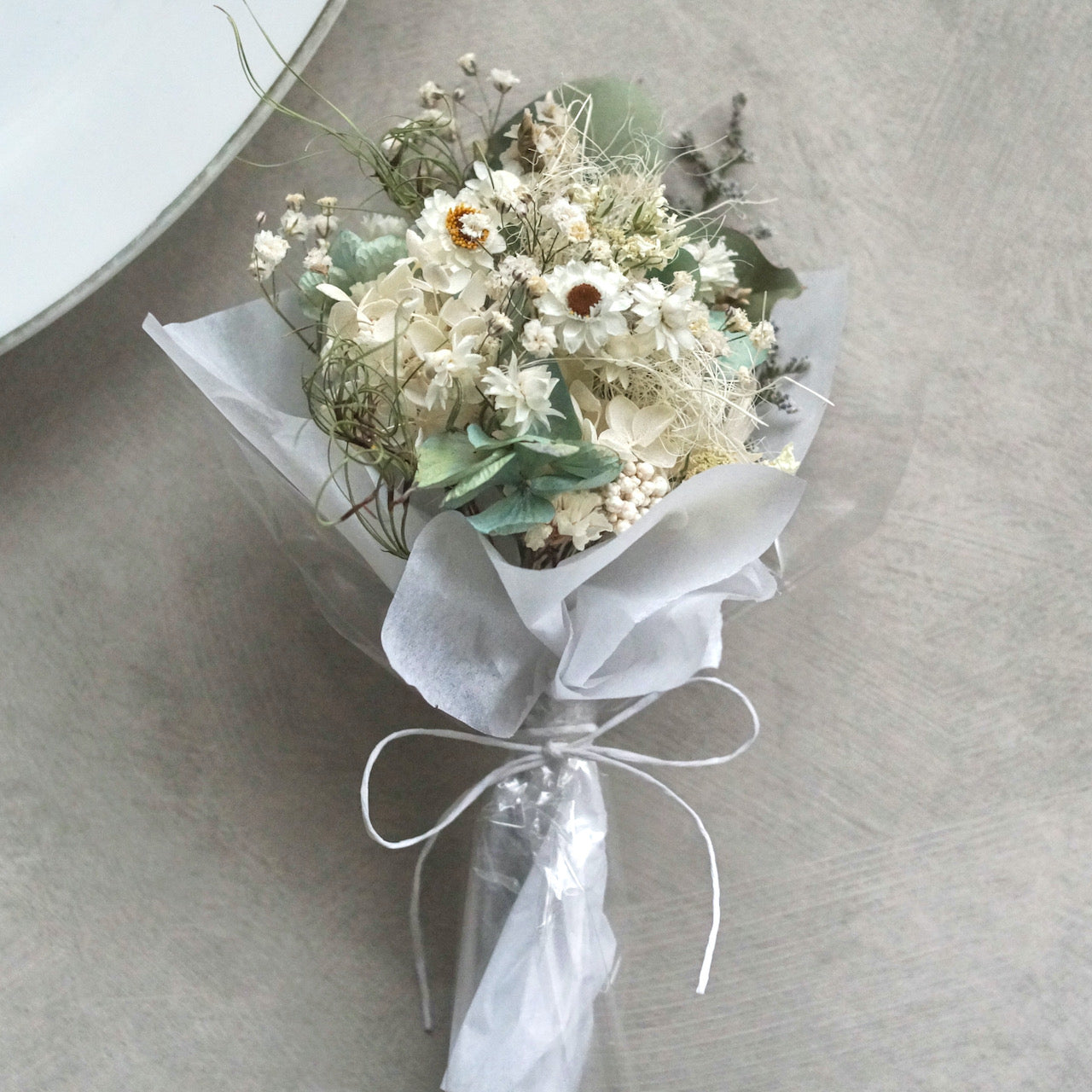 ミニブーケ 白 長さ20cm ドライフラワー ミニ花束 – 枯淡苑