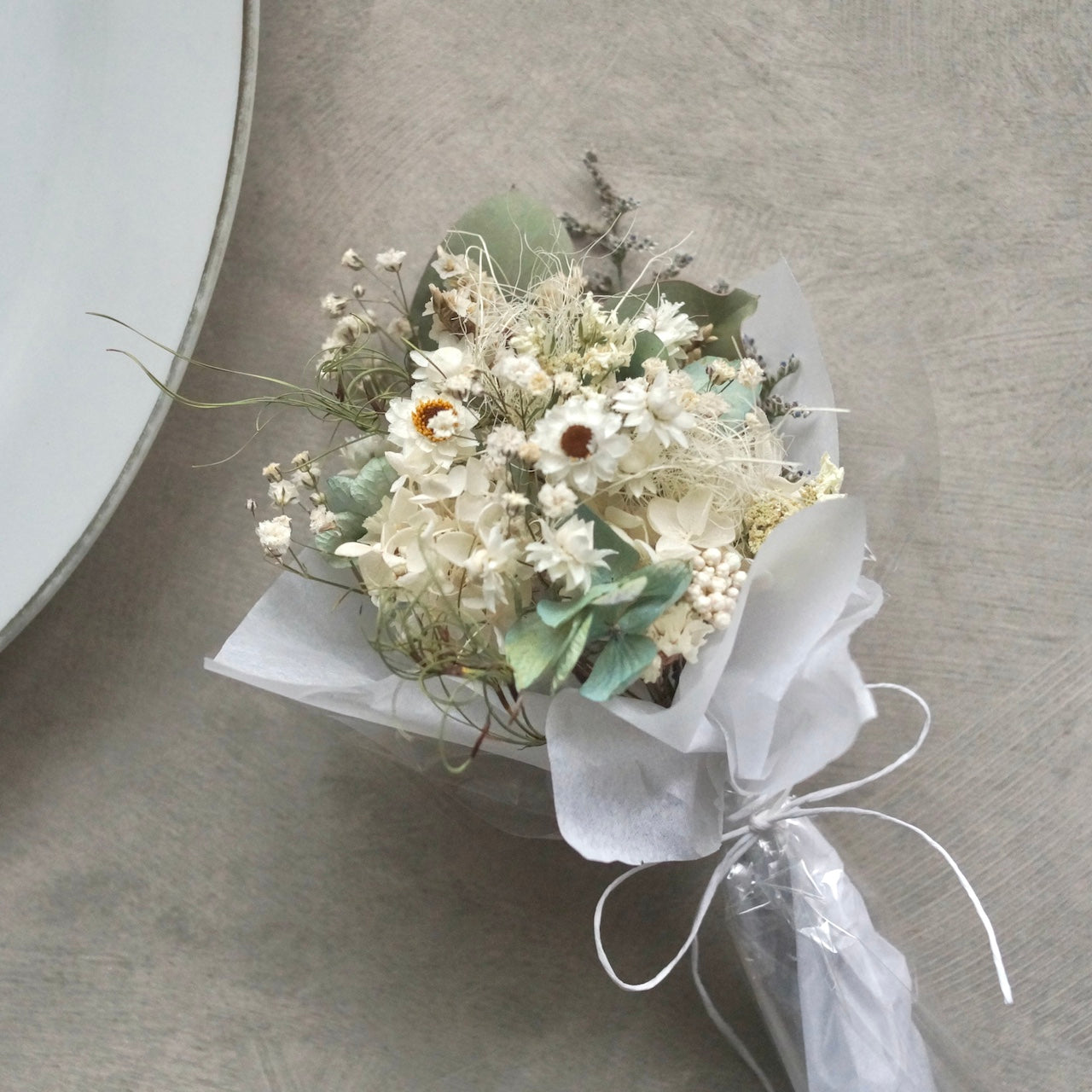 ミニブーケ 白 長さ20cm ドライフラワー ミニ花束 – 枯淡苑