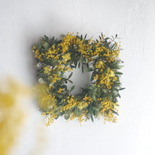 画像をギャラリービューアに読み込む, ミモザとフレッシュグリーンのスクエアリース
